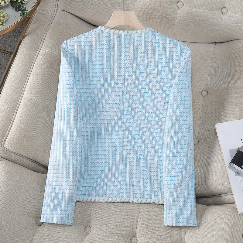 Short blue tops chanelstyle autumn coat for women