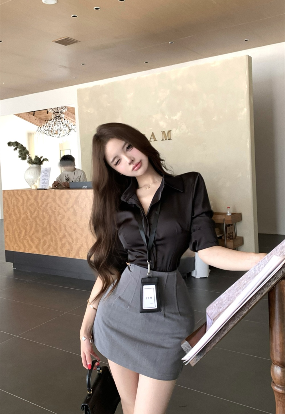 Enticement vase shirt autumn long sleeve skirt a set for women