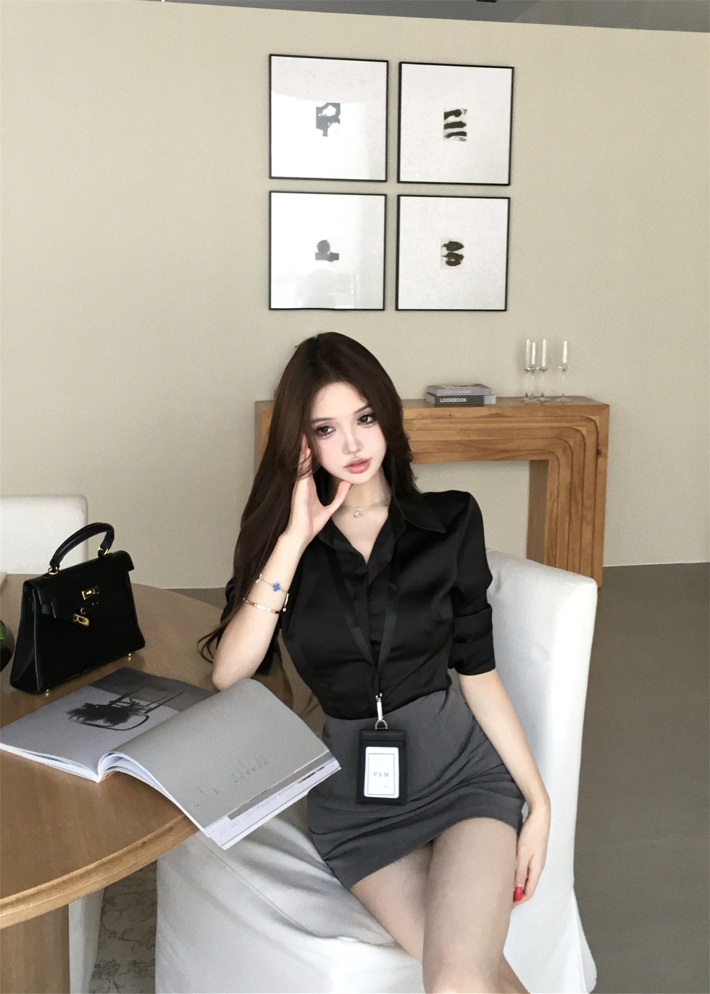 Enticement vase shirt autumn long sleeve skirt a set for women