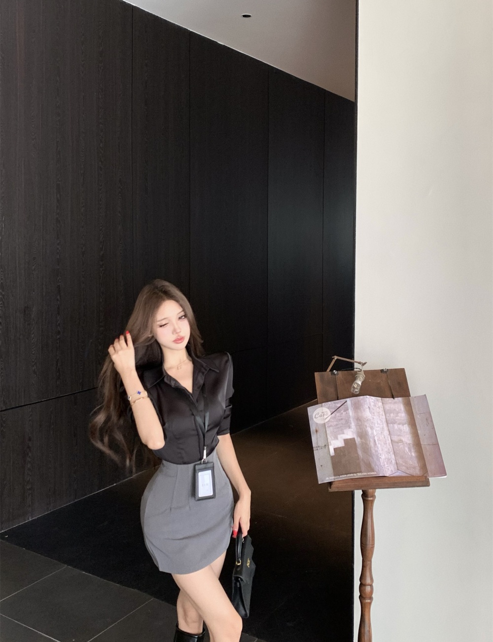 Enticement vase shirt autumn long sleeve skirt a set for women