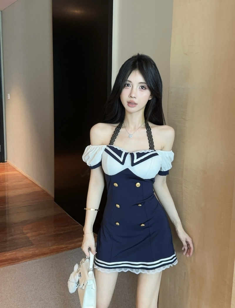 Low-cut bottoming Woolen dress sexy short dress
