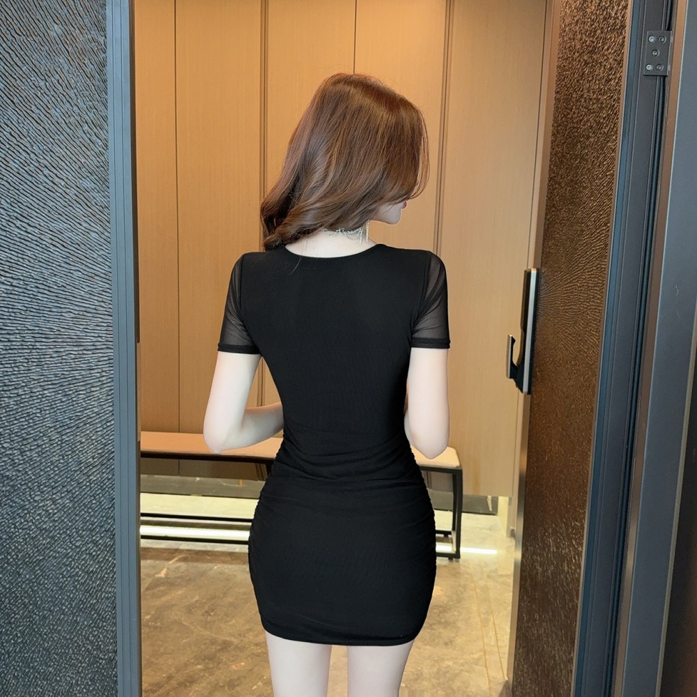 Sexy short gauze bottoming package hip dress