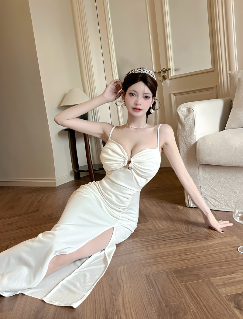 High slit sexy sling long bottoming dress