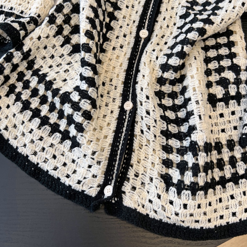 Knitted mixed colors cardigan summer V-neck smock for women
