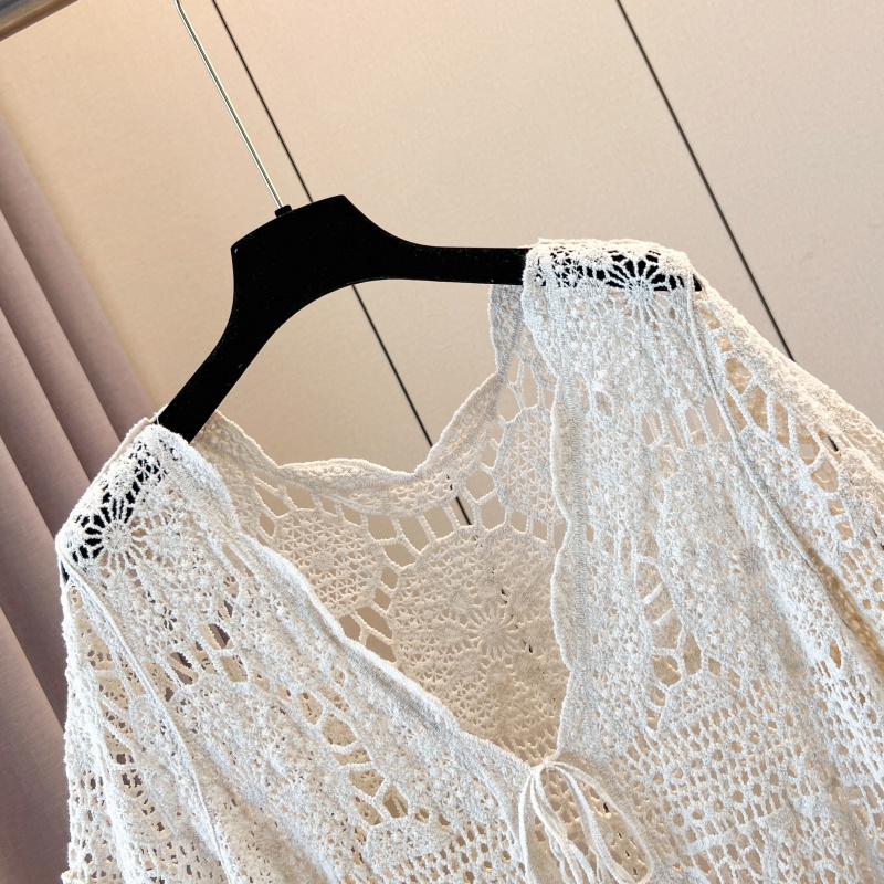 Knitted ice silk sun shirt hollow smock for women
