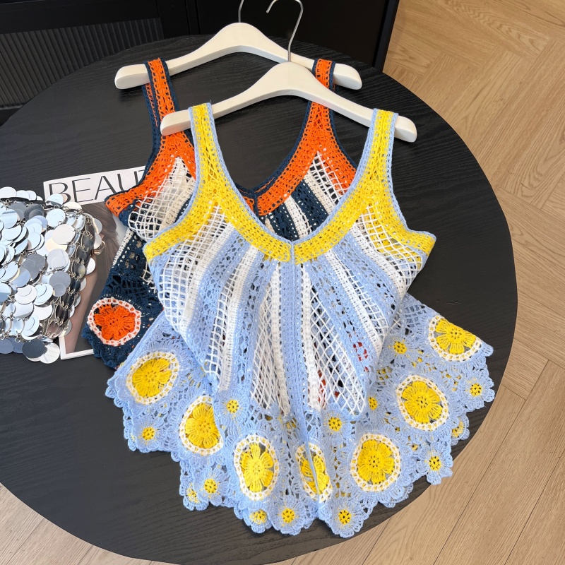 Summer sling hollow vest seaside vacation smock for women