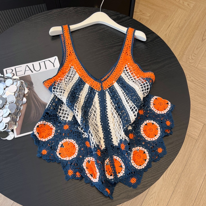 Summer sling hollow vest seaside vacation smock for women