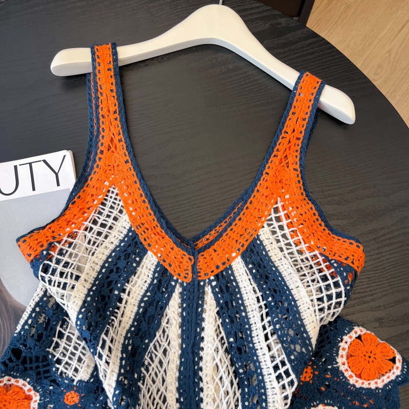 Summer sling hollow vest seaside vacation smock for women