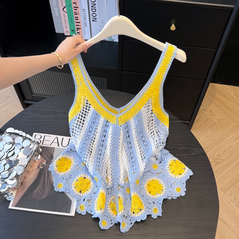 Summer sling hollow vest seaside vacation smock for women