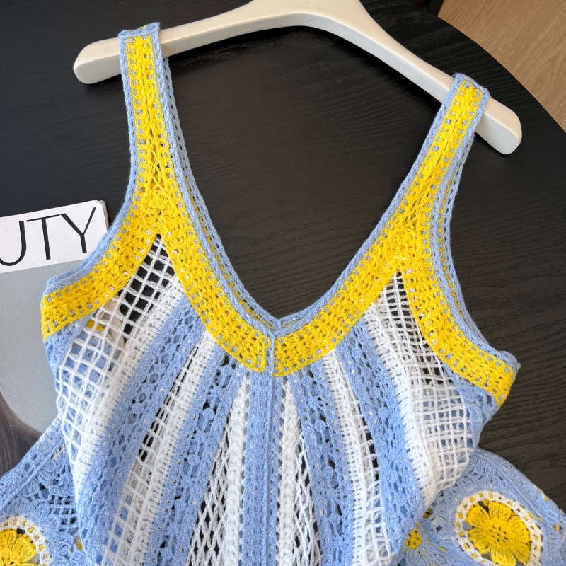 Summer sling hollow vest seaside vacation smock for women