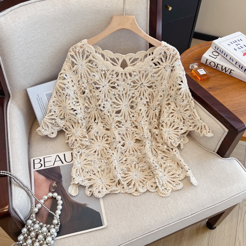 Retro slim temperament sweater fashion lace tops