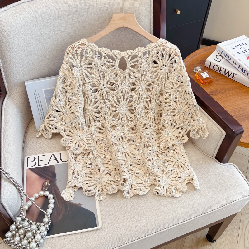 Retro slim temperament sweater fashion lace tops