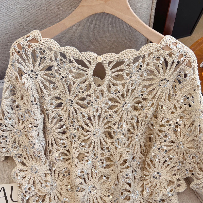 Retro slim temperament sweater fashion lace tops