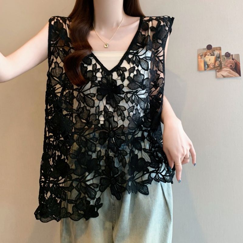 Summer unique tops large yard hollow vest for women