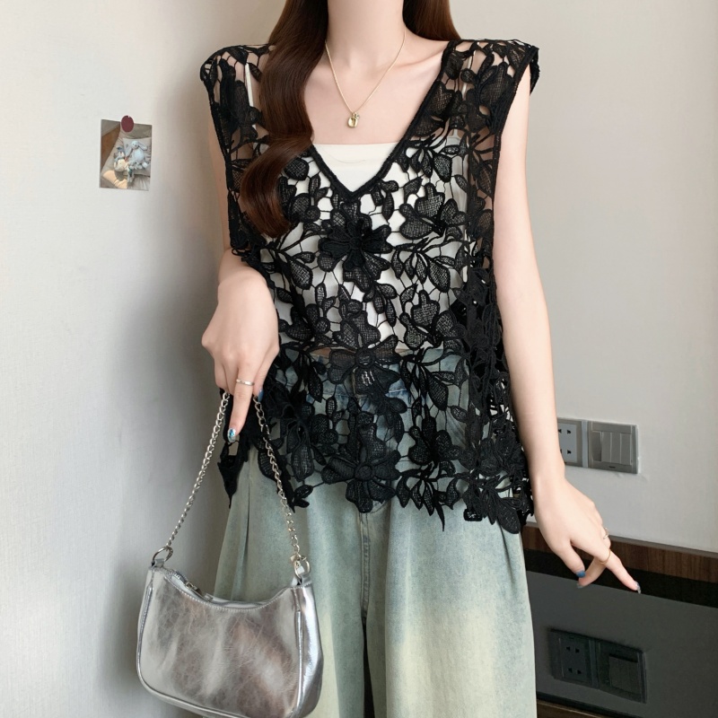 Summer unique tops large yard hollow vest for women