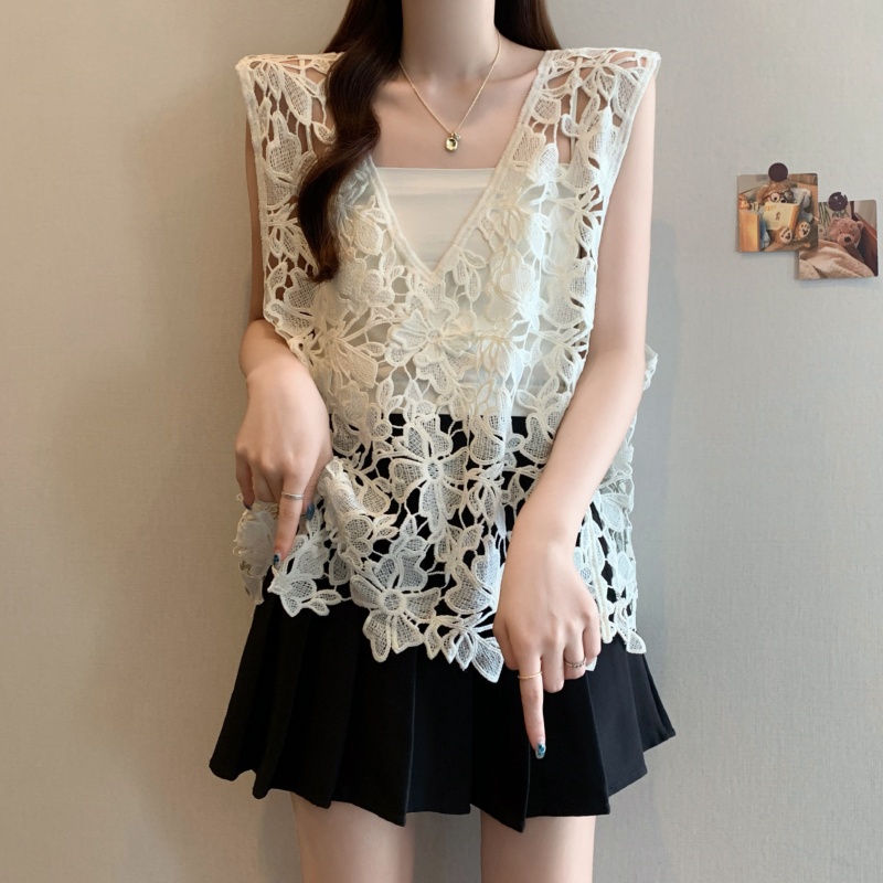 Summer unique tops large yard hollow vest for women