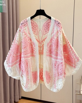 Summer bat sleeve cardigan loose hollow tops for women