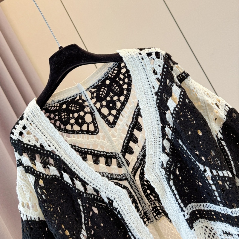Summer bat sleeve cardigan loose hollow tops for women