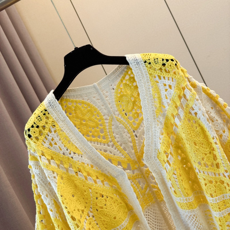 Summer bat sleeve cardigan loose hollow tops for women