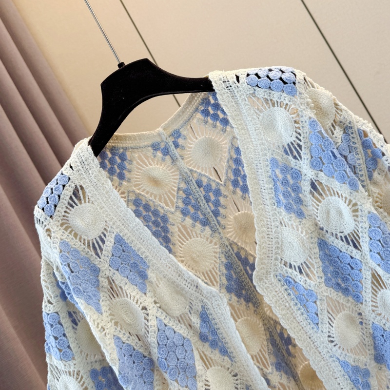 Bohemian style vacation smock crochet autumn tops