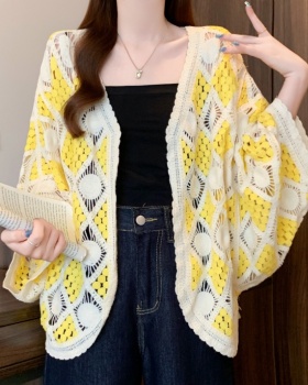 Long sleeve vacation tops crochet cardigan for women