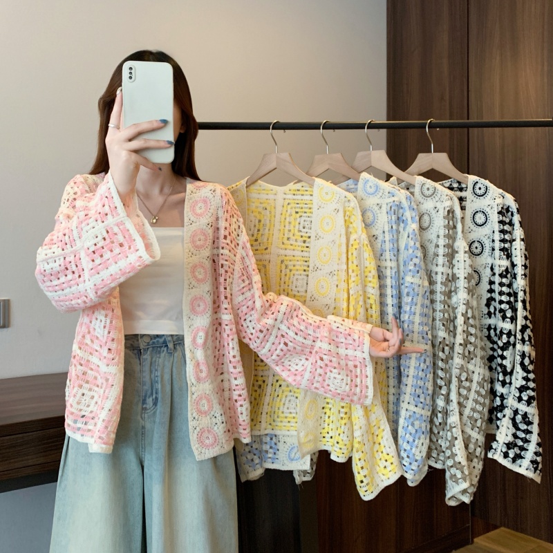 Long sleeve hollow smock large yard tops for women