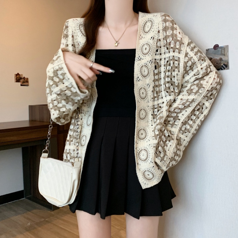 Long sleeve hollow smock large yard tops for women