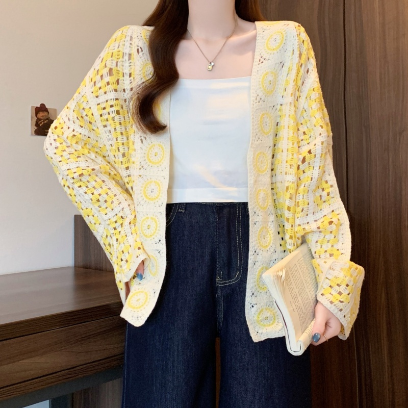 Long sleeve hollow smock large yard tops for women