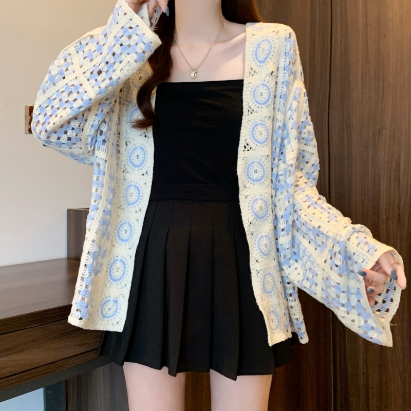 Long sleeve hollow smock large yard tops for women