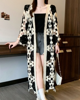 Crochet knitted coat retro Bohemian style cardigan for women
