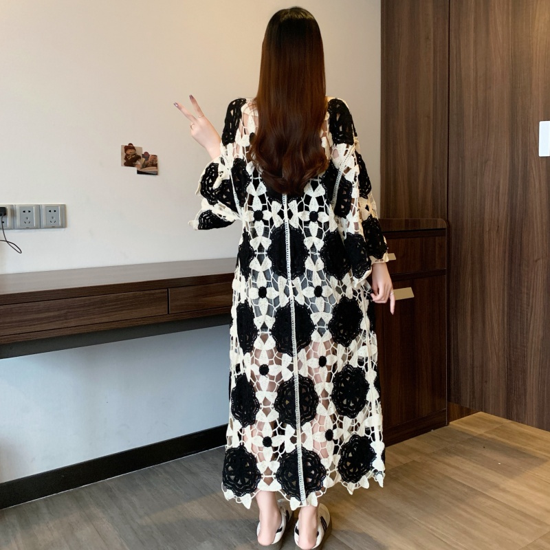 Crochet knitted coat retro Bohemian style cardigan for women