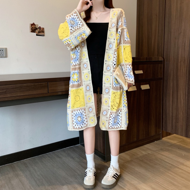Long outside the ride sweater knitted cardigan for women