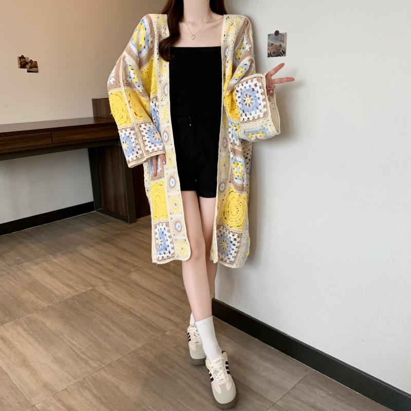 Long outside the ride sweater knitted cardigan for women