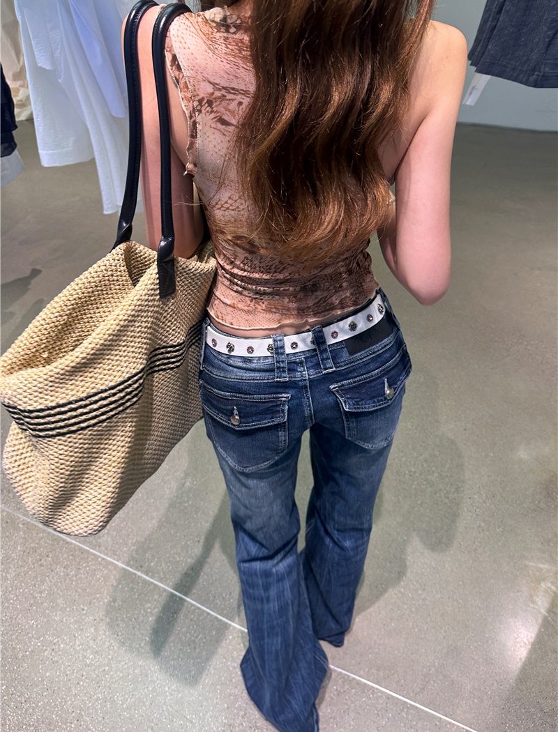 Gauze low-waist American style tops slim sexy vest a set for women