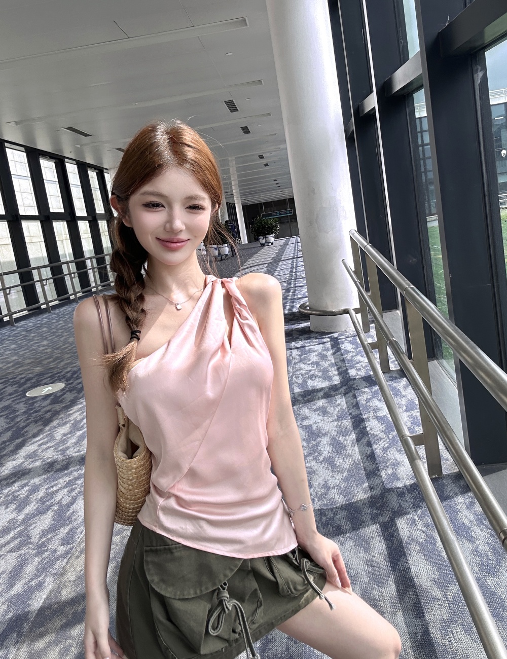 Retro skirt sloping shoulder work clothing a set for women