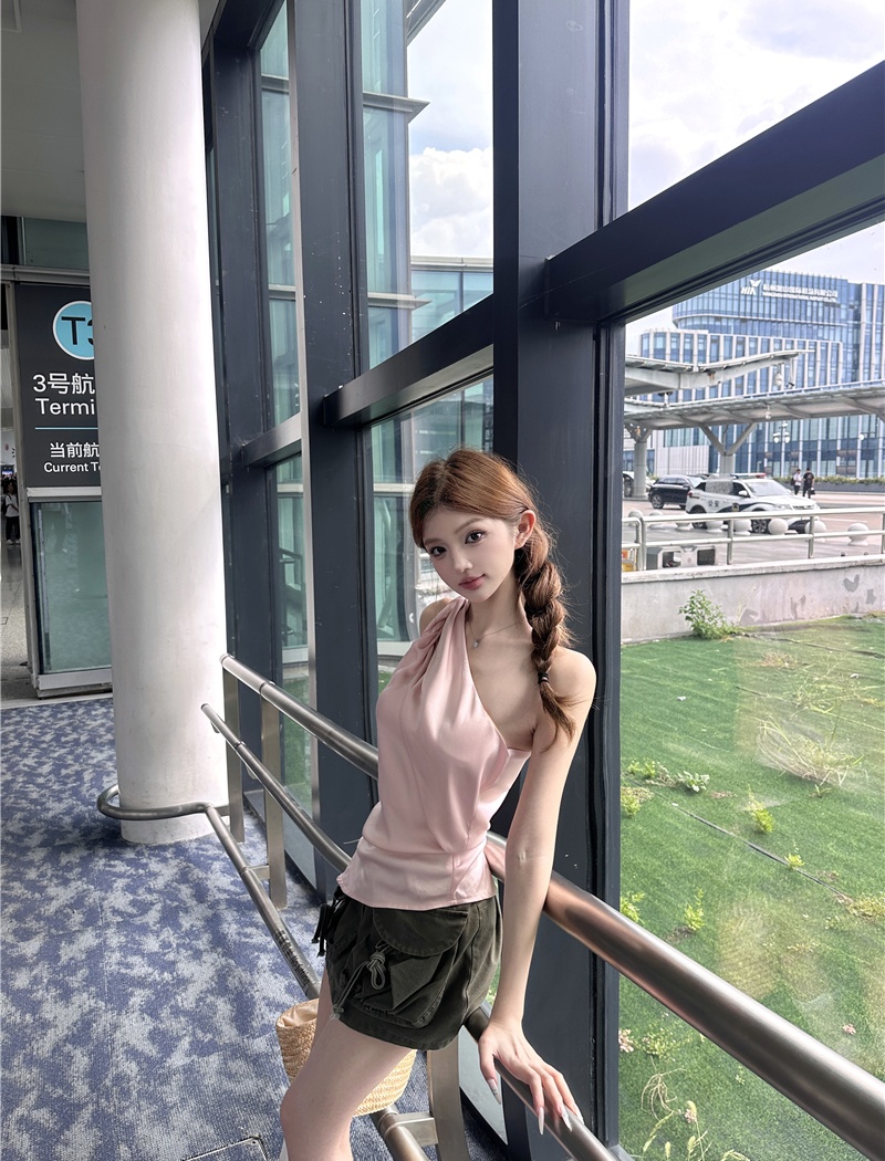Retro skirt sloping shoulder work clothing a set for women