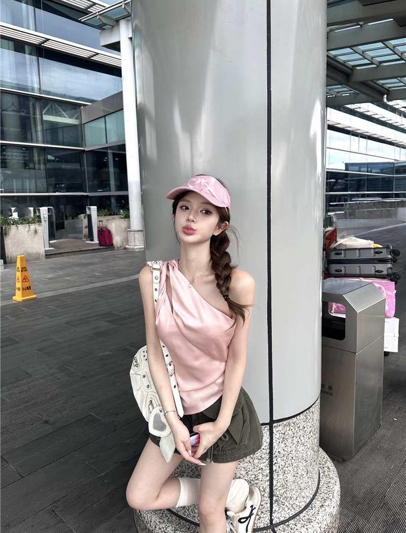 Retro skirt sloping shoulder work clothing a set for women