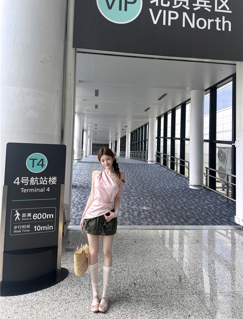 Retro skirt sloping shoulder work clothing a set for women