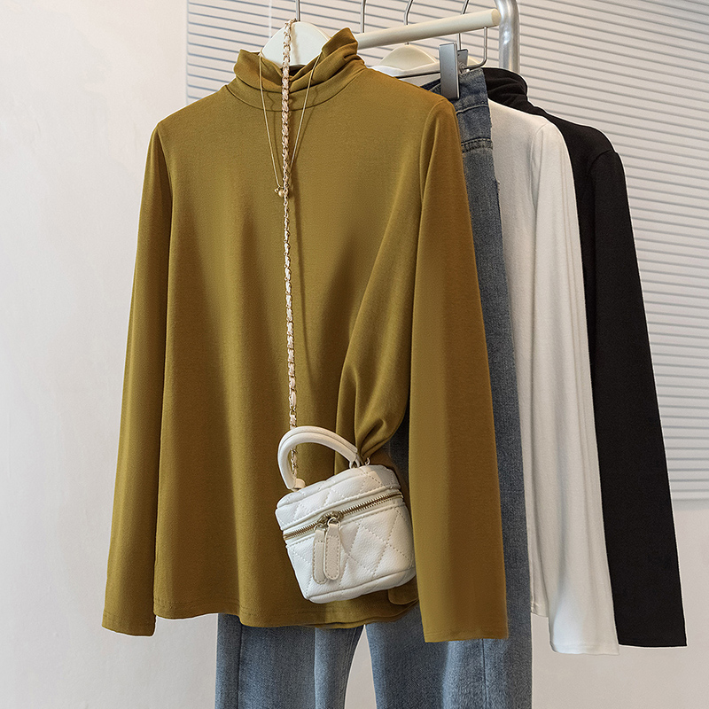 High collar T-shirt tops for women
