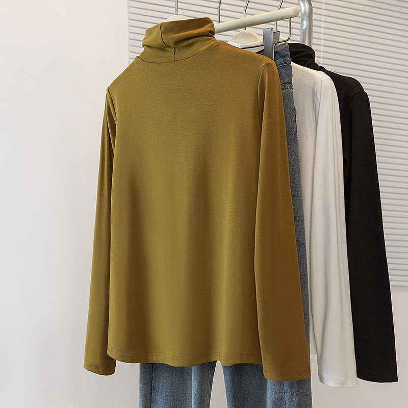 High collar T-shirt tops for women