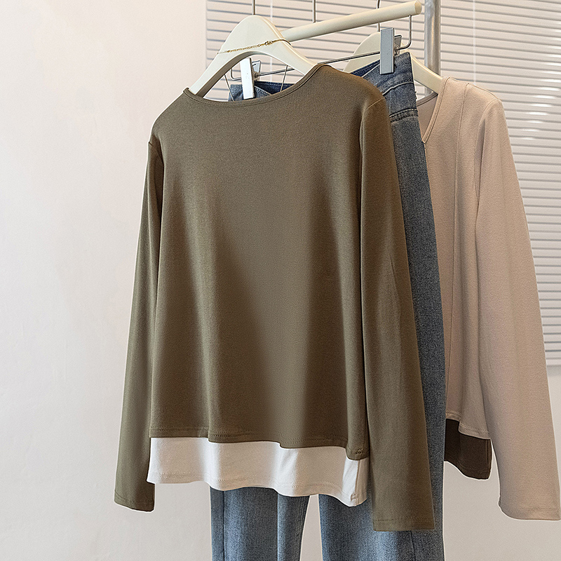 Pseudo-two Casual tops large yard T-shirt for women