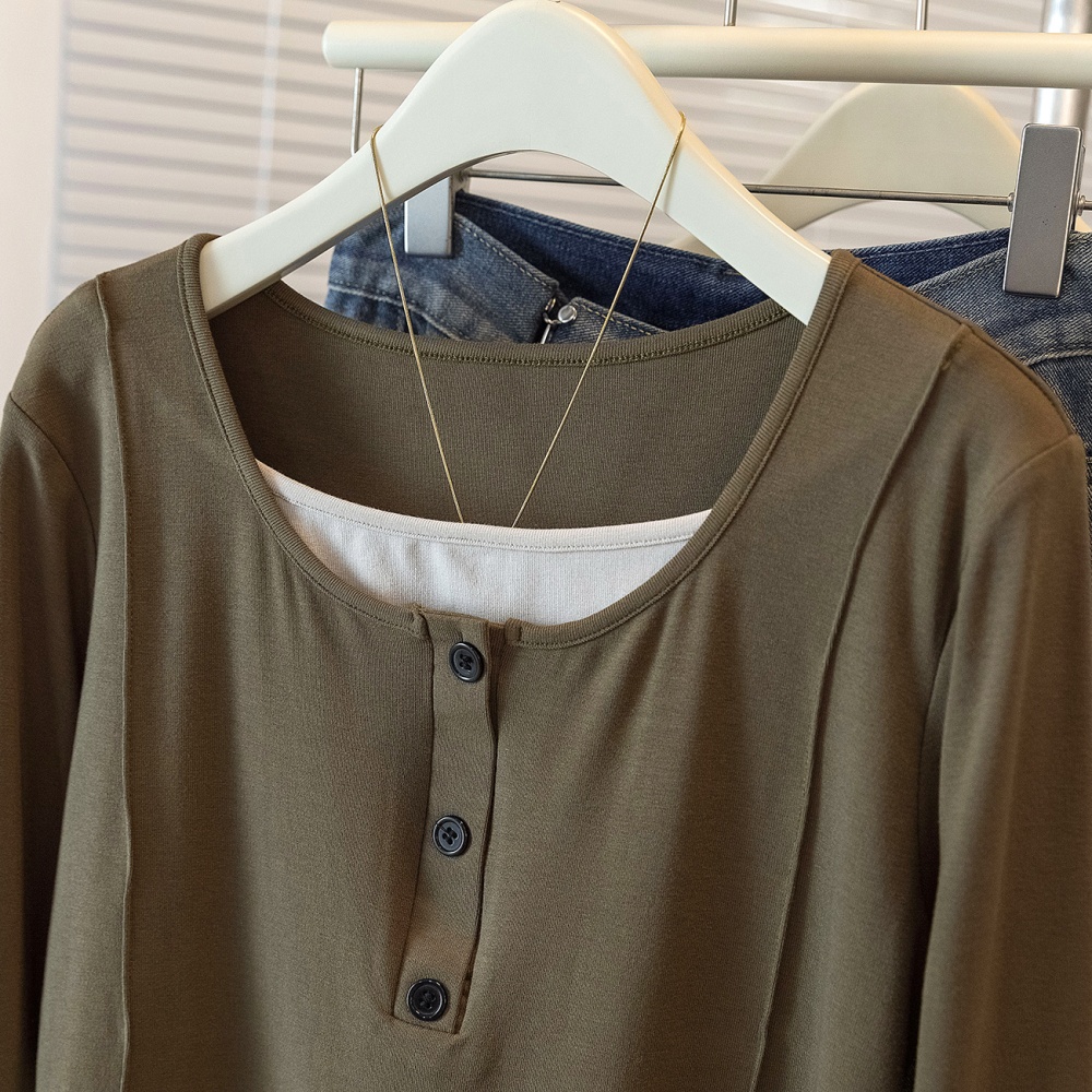 Pseudo-two Casual tops large yard T-shirt for women