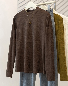 Korean style tops half high collar bottoming shirt for women
