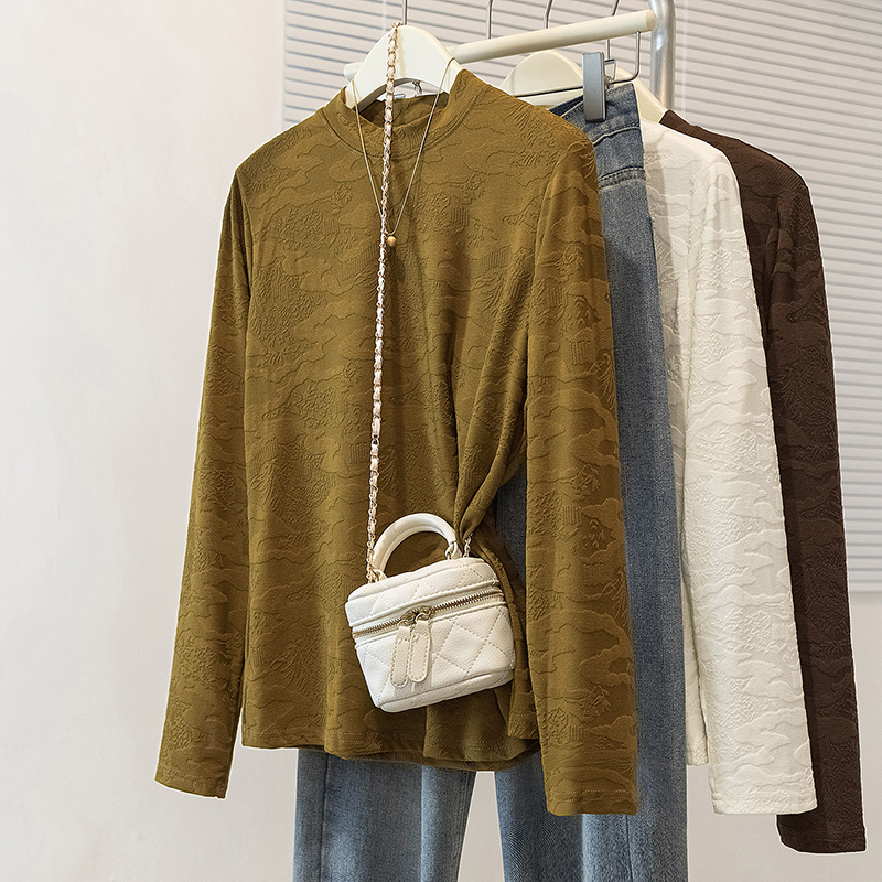 Korean style tops half high collar bottoming shirt for women