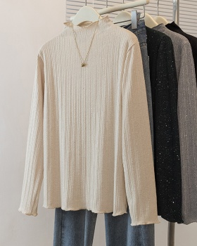 Large yard Korean style tops simple wood ear sweater