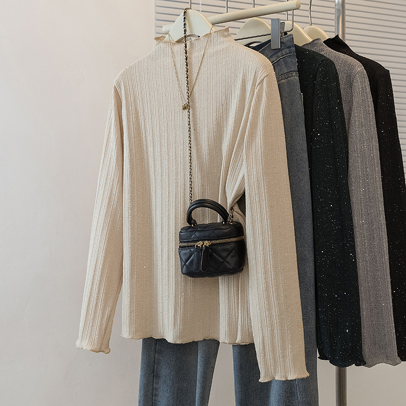 Large yard Korean style tops simple wood ear sweater