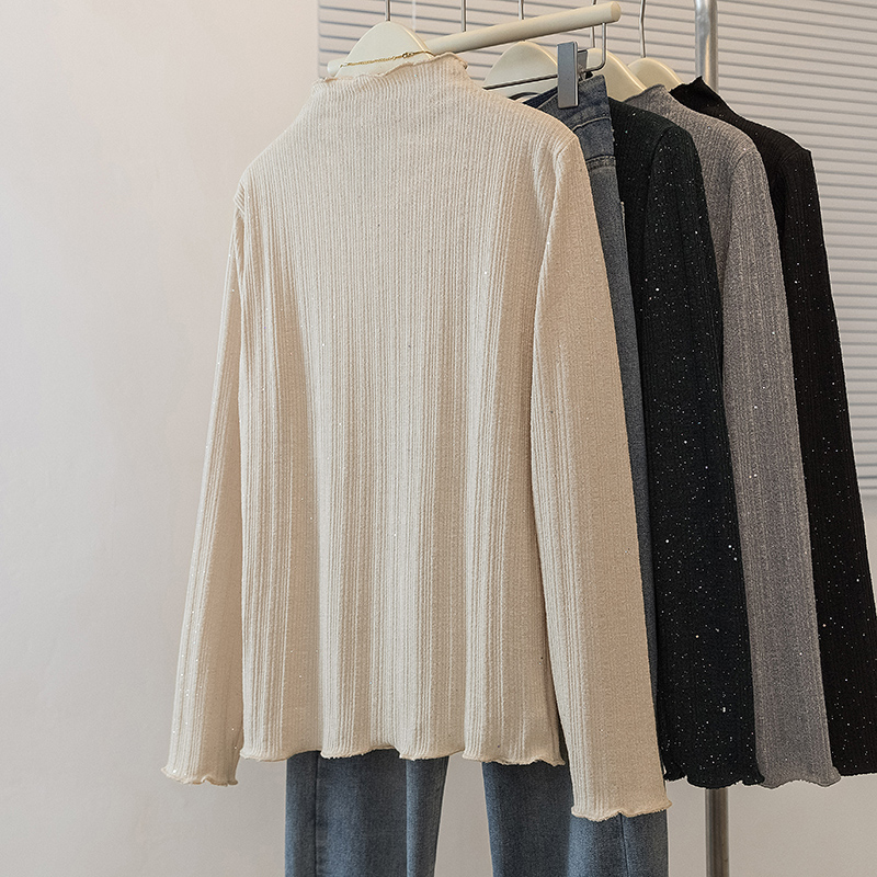 Large yard Korean style tops simple wood ear sweater