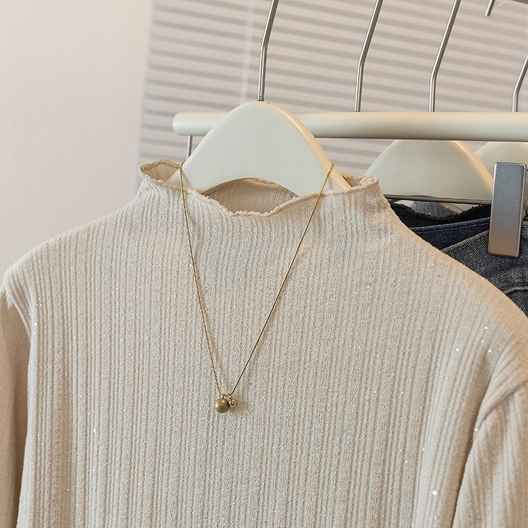 Large yard Korean style tops simple wood ear sweater