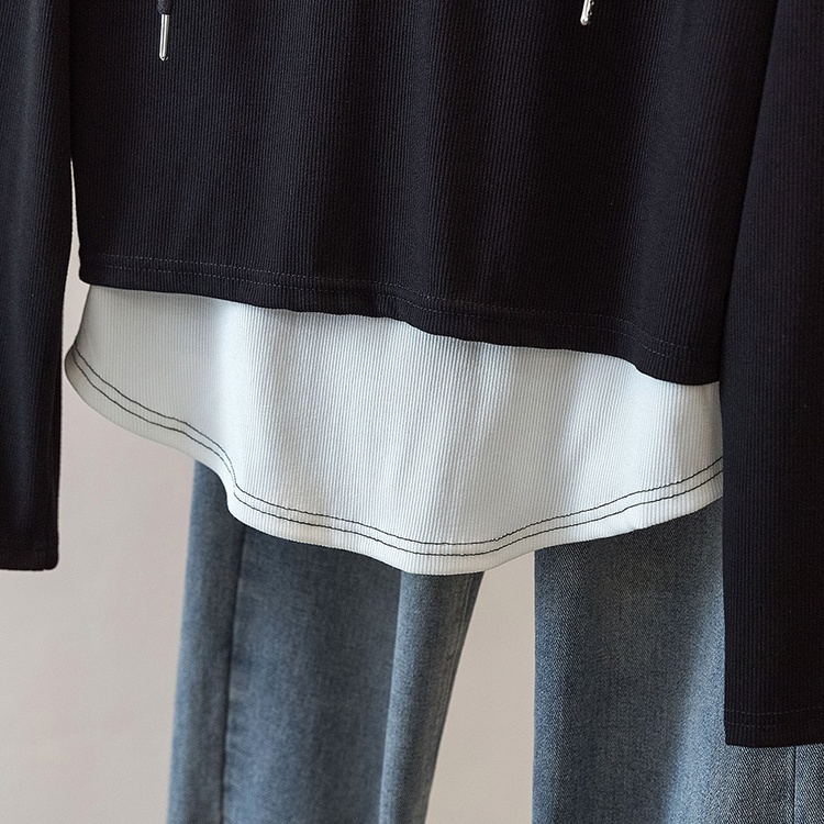 Pink hooded T-shirt Pseudo-two show young tops for women