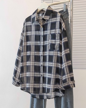 Outside the ride large yard coat autumn plaid tops for women